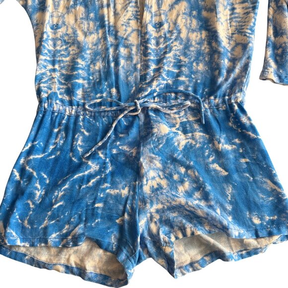 Mikoh Tie-Dye Rayon Blue & White Romper Size L/XL - Picture 3 of 7